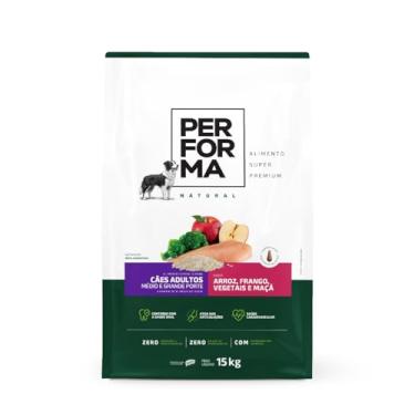 Imagem de Ração P/Cães Adulto Performa Porte Médio e Grande Arroz, Frango, Vegetais, e Maçã 15kg