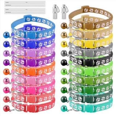 Imagem de Deetenks Coleiras para gatos pacote com 19 coleiras de identificação de gato ajustáveis coleiras seguras para animais de estimação