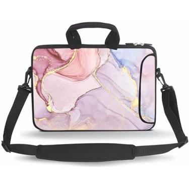 Imagem de HYUTOTA 14 15 15,4 15,4 15,6 polegadas bolsa carteiro bolsa de transporte com alça bolso acessório serve para notebooks/notebooks/tablet/pad de 14 a 15 polegadas (aquarela abstrata)