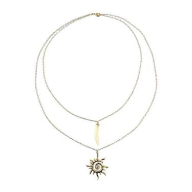Imagem de Colar Feminino Duplo Dente e Sol Espiral - Fabiana Haverroth
