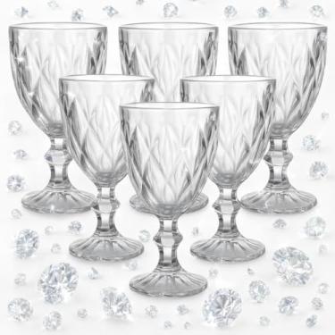 Imagem de Conjunto de 6 Taças de Vidro Diamante 340ml Transparente Cristal Ecologico Design Elegante para Água Sucos e Drinks