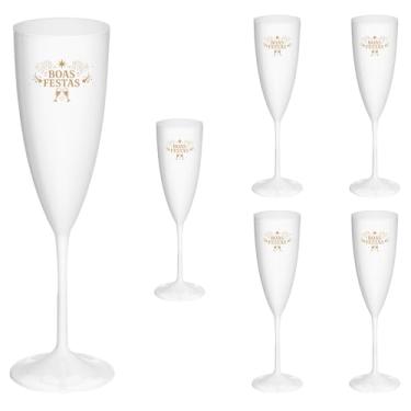Imagem de Taça Espumante 170ml Boas Festas Acrílico Premium 6pçs (BRANCO)