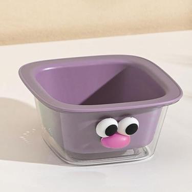 Imagem de 1 cesta de drenagem de frutas de camada dupla, bacia de lavagem fofa para frutas e legumes, cesta de drenagem requintada mini bacia de frutas, roxo