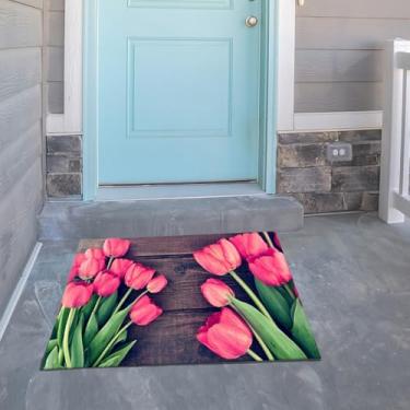 Imagem de 1 tapete estéreo 3D de flores coloridas - Tapete moderno de fácil limpeza para sala de estar e quarto