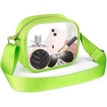 Imagem de Bolsas transversais transparentes, bolsas de ombro transparentes, pequena bolsa transparente com alça de ombro ajustável na frente, Verde