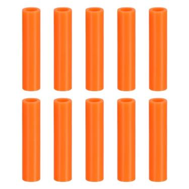 Imagem de 10 pontas de canudo de silicone, capas de palha de metal, pontas de canudos reutilizáveis macias adequadas para canudos de aço inoxidável de 8 mm (laranja, 42 mm de comprimento)