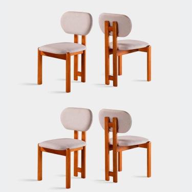 Imagem de Kit 4 Cadeiras Organicas Madeira Maciça Móveis Mundial /prata