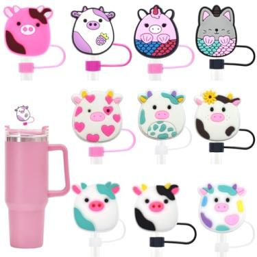 Imagem de Diferentes tampas de palha para copo Stanley, 10 mm de diâmetro, à prova de poeira, reutilizável, fofo, protetor de canudo