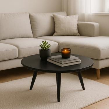 Imagem de Mesa De Centro Para Sala,Mesa Centro Retrô Redonda Pés Plástico PVC 27cm ou 45cm Sala Decoração Escritório Fácil Montagem