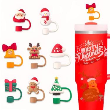 Imagem de AIOMISKO Toppers de palha 3D, capas de palha de silicone macio, adequado para canudos de 10 mm, compatível com Stanley Cup 30 e 1,134 g, acessórios reutilizáveis à prova de poeira, flor de coração de