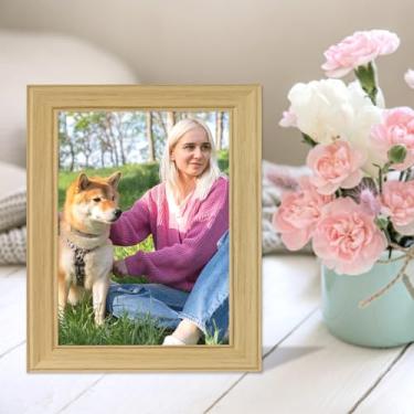 Imagem de Moldura rústica de grão natural de madeira cáqui de 15 x 20 cm, perfeita para estante de livros, mesa de centro e exibição de escritório em casa