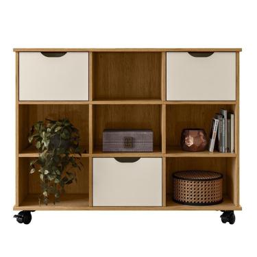 Imagem de Nicho Organizador 3 Gavetas Com Rodízios Freijó-off White - Qmovi