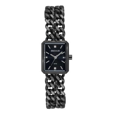 Imagem de Relógio Seculus Feminino Ref: 23735lpsvpa2 Retangular Bracelete Black