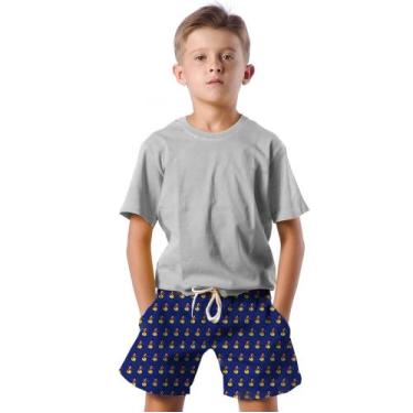 Imagem de Shorts Infantil Bermuda Calção Praia Verão Personagem Nuvem Flutuante 