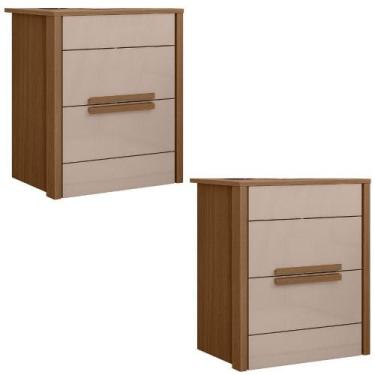 Imagem de Kit 2 Mesas De Cabeceira Dhara 2 Gavetas 51 Cm Carvalho Fendi Moval - 