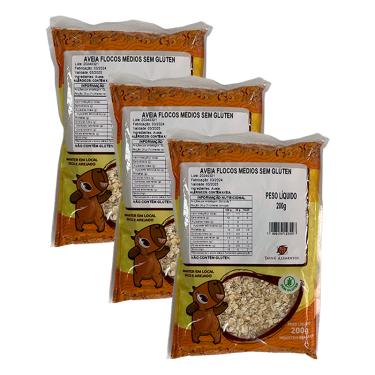 Imagem de Kit 3X: Aveia em Flocos Médios Sem Glúten Tainá Alimentos 200g