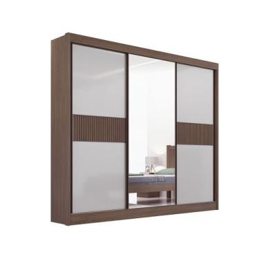 Imagem de Guarda Roupa Cristal Casal 3 Portas Ripado 6 Gavetas com pés D' Doro, 