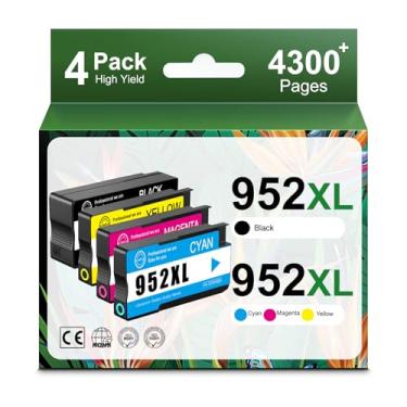 Imagem de Pacote combo de cartuchos de tinta de alto rendimento 952XL para HP 952XL 952 cartucho de tinta funciona com impressoras OfficeJet Pro 8710 7740 8720 8715 8210 8703 OfficeJet 8702 (preto ciano magenta