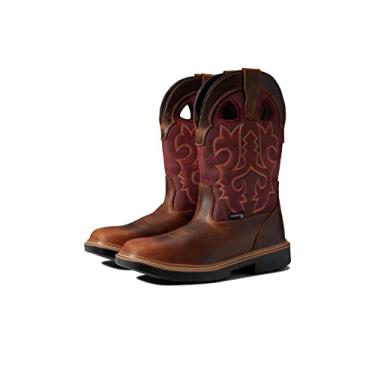 Imagem de WOLVERINE Bota masculina Rancher DuraShocks Wellington impermeável com bico de aço, Vermelho, 11 X-Wide