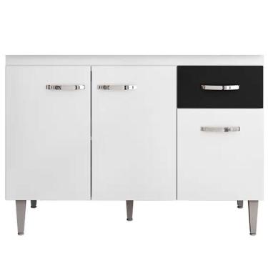 Imagem de Balcão Cozinha Gabriela 3 Porta 120cm S-t Ajl Branco Flex