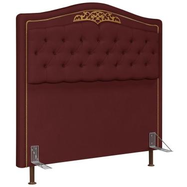 Imagem de Cabeceira Cama Casal Queen 160cm Com Tachas Imperial Veludo J02 Vinho - Mpozenato