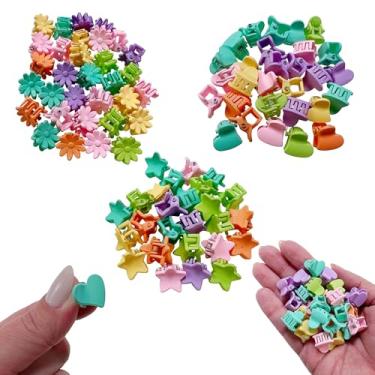 Imagem de Kit Mini Prendedores Presilhas Piranhas para Cabelo Penteado Coloridas Meninas Infantil (72pcs Sortidas - Coração Estrela e Flor)