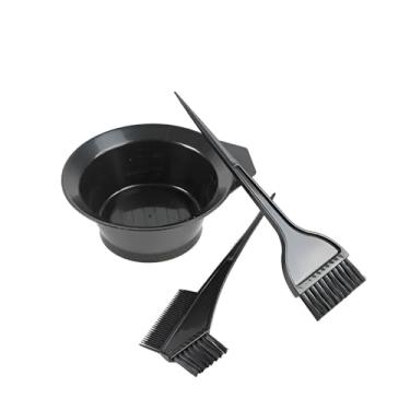 Imagem de Kit Profissional para Coloração de Cabelo, Preto, 3 Peças, Pote 300ml com Pincéis de Cerdas Macias, Dimensões 20cm x 6cm