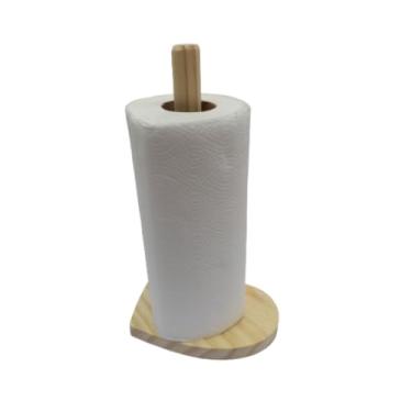 Imagem de Porta Rolo Papel Toalha Madeira Pinus Suporte Para Mesa Servir Coração Decoração Cozinha