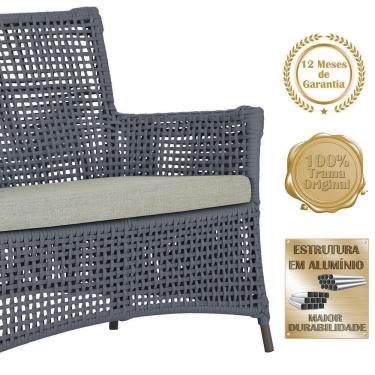 Imagem de Jogo Sofá 2 Poltronas E Mesa Igapó Marrom E3 Trama Original Prata