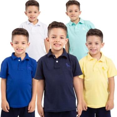 Imagem de Kit 5 camisas polo infantil cores variadas - NoBrand, Kit n10 cores na