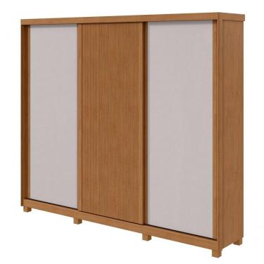 Imagem de Guarda-roupas Ollie 276cm 3 Portas 6 Gavetas 6 Prateleiras Sem Espelho Com Pés Amendoa Clean Off White