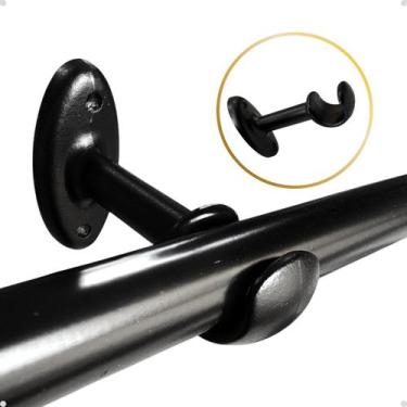 Imagem de Kit Suporte Varão Comum Simples 19mm Cortina Ilhós Argola Com Base Ins