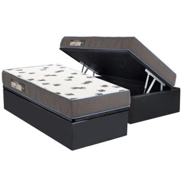 Imagem de Conjunto Box Baú Solteiro Colchão Espuma Ortobom D33 Light Saúde + Base Crc Suede Gray (88x188)