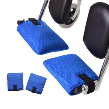Imagem de Almofada de proteção de pedal antiderrapante, descanso perfeito para pés e pernas, acessório de cadeira de rodas para substituição de descanso de pés. Capa de tapete de cadeira de rodas (1 par) (azul)