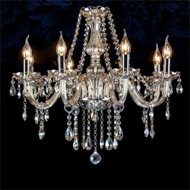 Imagem de Lustre de cristal de luxo europeu com LED, estilo americano, para sala de estar, restaurante, quarto, villa, hotel, loja de roupas, salão de beleza, café, bar, karaokê (HA 8 lâmpadas)