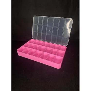 Imagem de Kit 2 Caixas Organizadoras 21 Divisões Transparente – Ideal para Joias Miçangas e Materiais Pequenos (Base rosa,2 caixas 21 divisões)