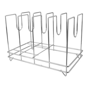 Imagem de AFXGUSD Suporte para Bandeja de Pizza, Organizador de Utensílios de Cozinha, Expositor, Suporte para Pratos de Buffet, 4 grades 37x22x25cm
