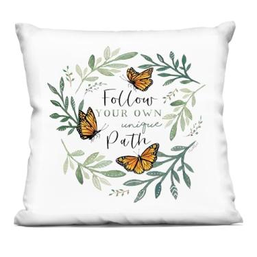 Imagem de Stupell Industries Almofada estampada decorativa Follow Unique Path Butterflies Design por Elizabeth Tyndall