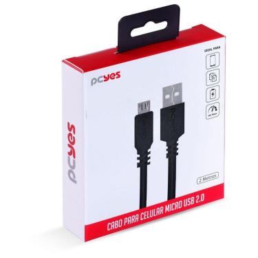 Imagem de Cabo Micro Usb Para Usb A 2.0 2m Preto - Pmuap-2