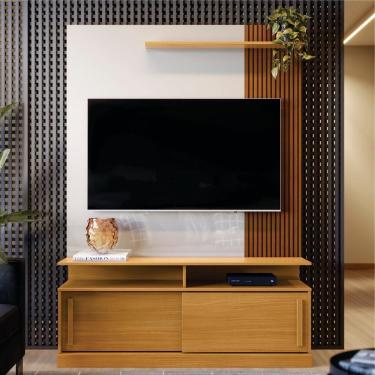 Imagem de Estante Para Tv Com Portas Riviera Tauari Ripado Off White Perolziado