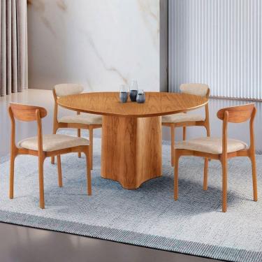 Imagem de Mesa 135cm Laminado Com 4 Cadeiras Noronha Moderna Milano Imbuia