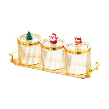 Imagem de IEUDNS Bandeja para frutas secas com tampa, recipiente para nozes, potes para armazenamento de alimentos, prato para servir aperitivos para casa, 3 Grades