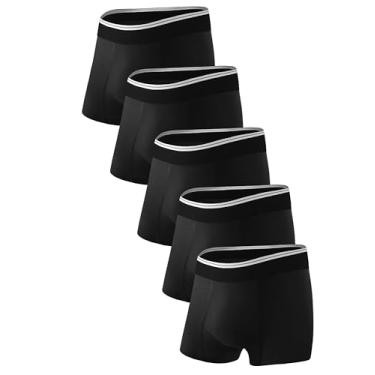 Imagem de TIICHOO Cueca boxer masculina de algodão lavável à prova de vazamento, ultra absorvente, pacote com 5 (grande, 5 preto)