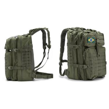 Imagem de Mochila Militar 50l Unissex Escolar Verde Com bandeira Gigante - maide