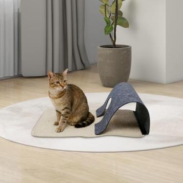 Imagem de MEOWSAN Combo de tapete de sisal para gatos e túnel de feltro – Brinquedo interativo 2 em 1 para enriquecimento de túnel para gatos e gatinhos em ambientes internos