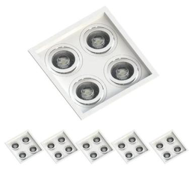 Imagem de 6 Spot Quadruplo Embutir Quadrado Recuado Par20 Branco 110v/220v - SAV