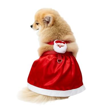 Imagem de Coleira Guia Vestido Natal Papai Noel Pet Cachorro Gato Peitoral Fêmea Passeio Viagem Festas (M)