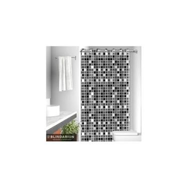 Imagem de Cortina de Box para Banheiro Beach, PVC, 138x198cm, Antimofo, Design Moderno, com Ganchos