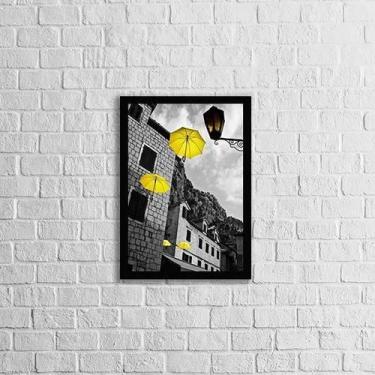 Imagem de Quadro Fotografia Sombrinhas Amarelas 24X18Cm - Com Vidro - Quadros On