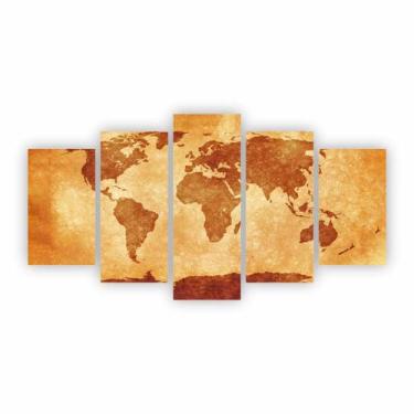 Imagem de Quadro Mapa Tons Terrosos Mundi Decorativo Em Canvas 155X80 - Plimshop